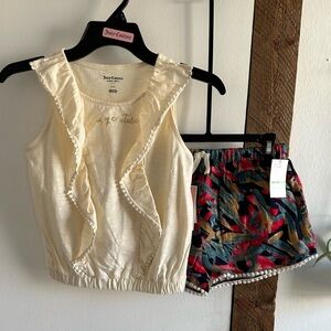 Juicy Couture Cream Ruffle Top & Colorful Shorts Set